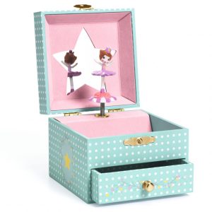 Cutie muzicala cu figurina Balerina si sertar, 10.5x10.5x8.5 cm