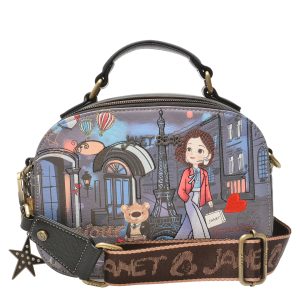 Geanta JANET DENESE multicolor, PARIS DREAM, din piele ecologica