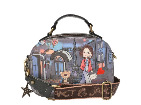 Geanta JANET DENESE multicolor, PARIS DREAM, din piele ecologica
