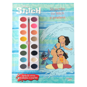 Disney Stitch. Sa pictam cu Stitch si prietenii. Carte de colorat cu pensula si acuarele