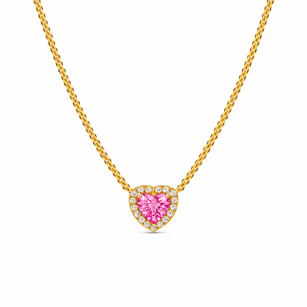 Colier Pink Heart Gold
