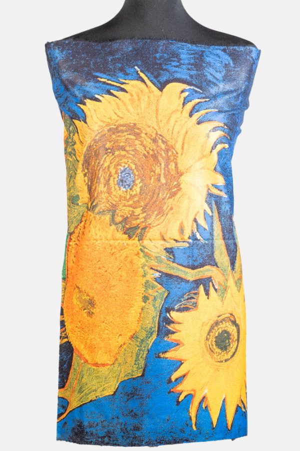 Esarfa cashmere cu doua fete imprimata cu o stilizare dupa    Floarea Soarelui   de Van Gogh