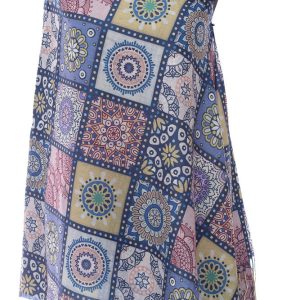 Esarfa casmir dreptunghiulara cu patrate modele marocane predominant albastru jeans