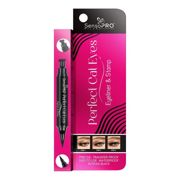 Eyeliner Carioca cu Stampila 2 in 1 Perfect Cat Eyes SensoPRO Milano