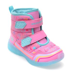 Ghete SKECHERS roz, ILLUMI-BRIGHTS, din piele ecologica