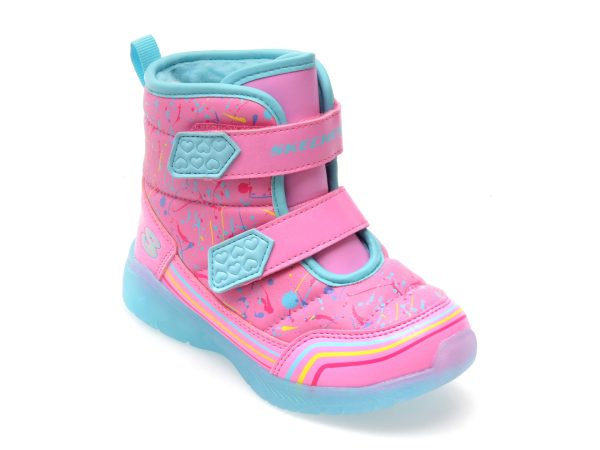 Ghete SKECHERS roz, ILLUMI-BRIGHTS, din piele ecologica