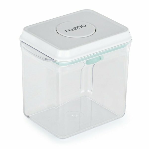 Recipient depozitare lapte praf, Feedo, 1700 ml, Capac etans, Din plastic, Fara BPA, Turcoaz