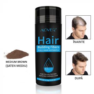 fibre-pentru-par-rar-pudra-aliver-saten-mediu-medium-brown-27-5-g-182778.jpg Fibre pentru par rar, Pudra, Aspect natural, Efect instant de umplere, Aliver, 27.5 g