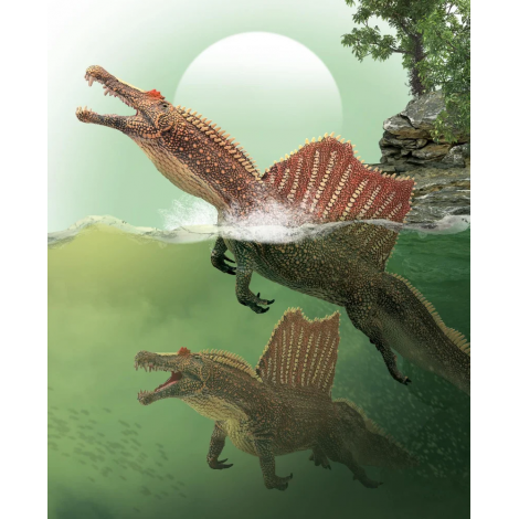 Figurina pictata manual dinozaur Spinosaurus innotand cu mandibula mobila