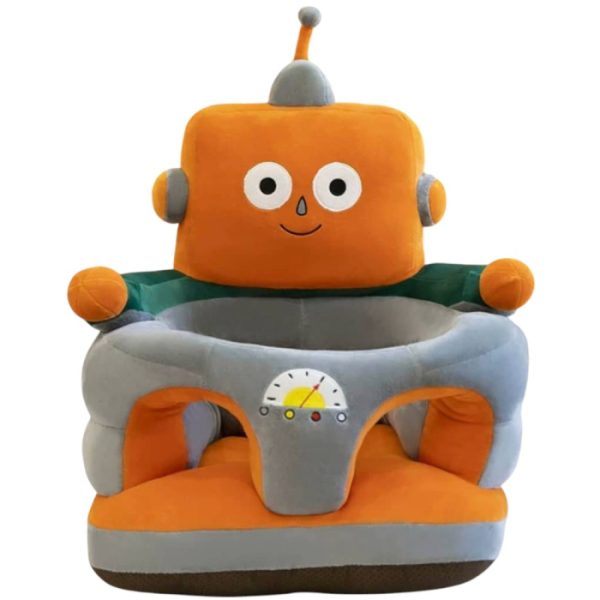 Fotoliu bebe cu spatar si suport de picioare - Robotelul gri cu portocaliu, din plus