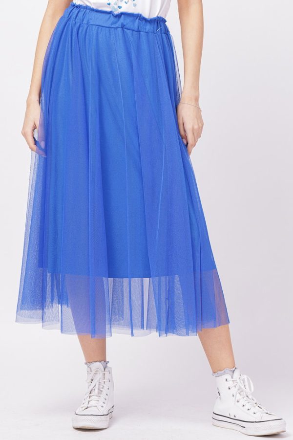 Fusta din tulle lunga, albastra