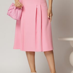 Fusta DY Fashion roz midi cu pliuri