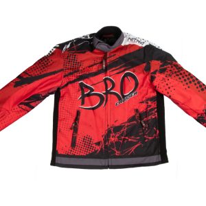 Geaca KIMO Kids BRO Motocross cu aparatori, ideal pentru copii pasionati de motocross, rosu