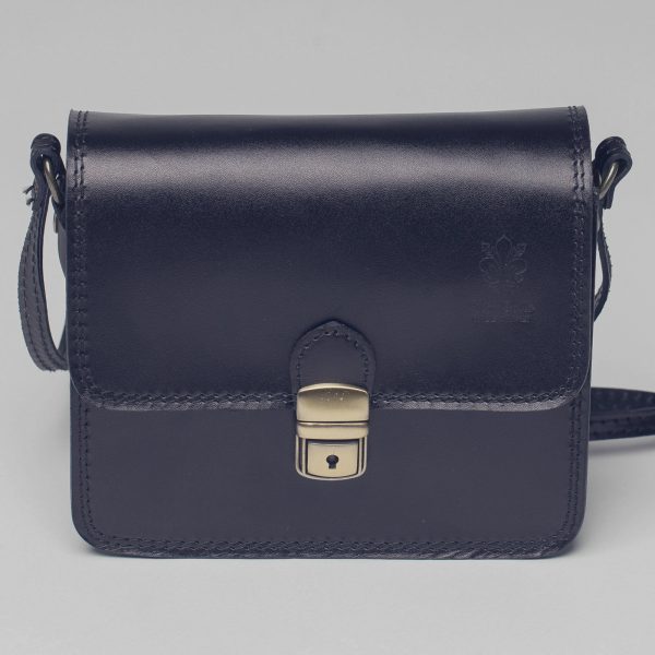 Geanta crossbody bleumarin din piele naturala, tip postas