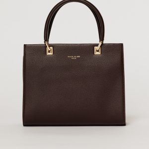 Geanta burgundy office patrata din piele ecologica cu maner dublu