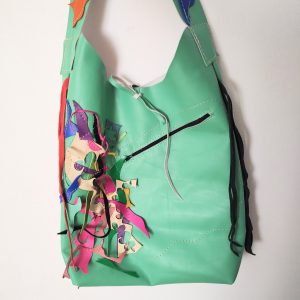 Geanta hobo din piele naturala,  multicolora ,unicat