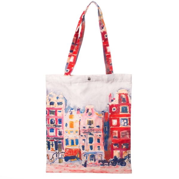 geanta-textila-imprimeu-casute-2233-6318.jpg Geanta shopper din material textil, imprimeu casute