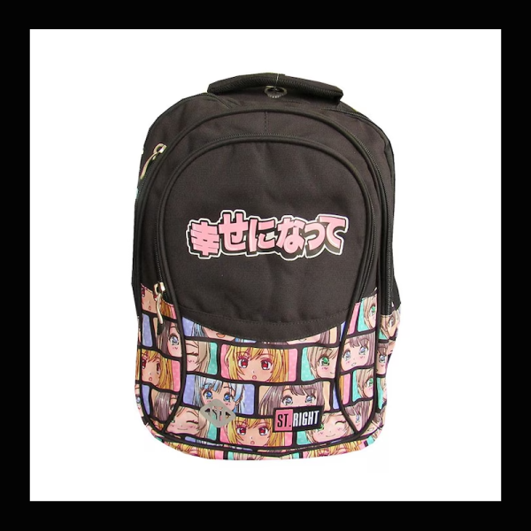 Ghiozdan Colour Anime pentru scoala, 2 compartimente, negru,32x21x43 cm