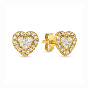 Cercei White Heart Gold Cu Argint