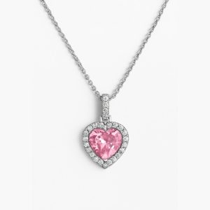 Colier Big Heart Pink Cu Argint