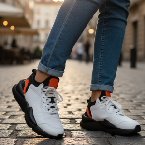 Adidasi dama albi cu negru  casual   inalti  H9  N13-4
