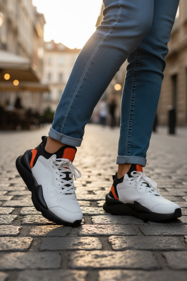 Adidasi dama albi cu negru  casual   inalti  H9  N13-4