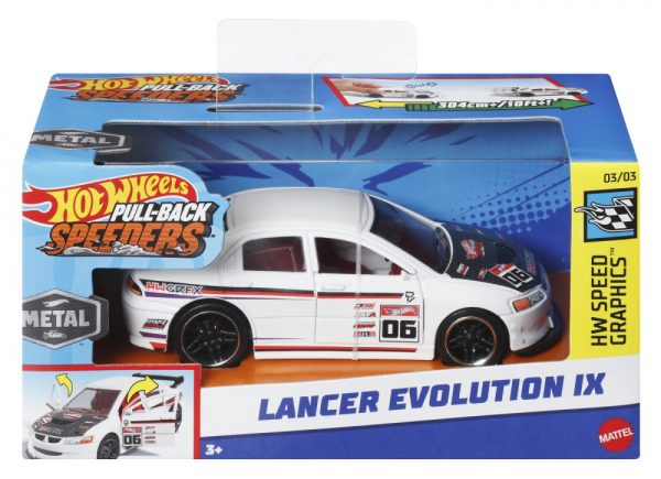 HOT WHEELS MASINUTA METALICA CU SISTEM PULL BACK LANCER EVOLUTION IX SCARA 1:43