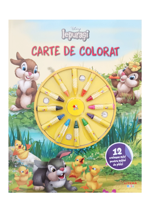 Disney. Iepurasi. Carte de colorat. 12 creioane mici pentru maini de pitici