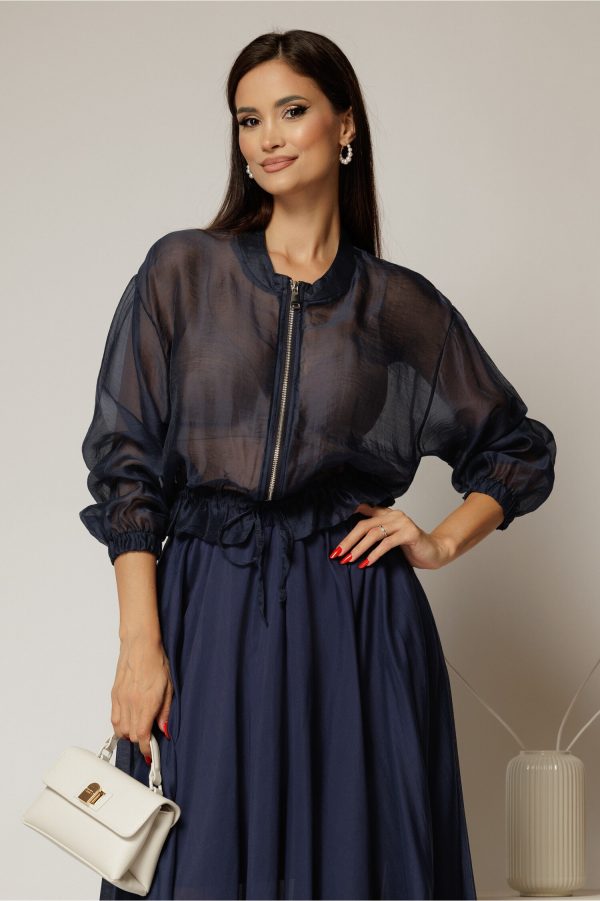 Jacheta bleumarin subtire tip bomber