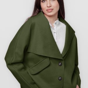 Jacheta scurta oversize, din stofa kaki