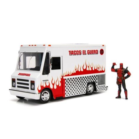 Jada Marvel Set Camionul De Mancare Scara 1:24 Si Figurina Metalica Deadpool