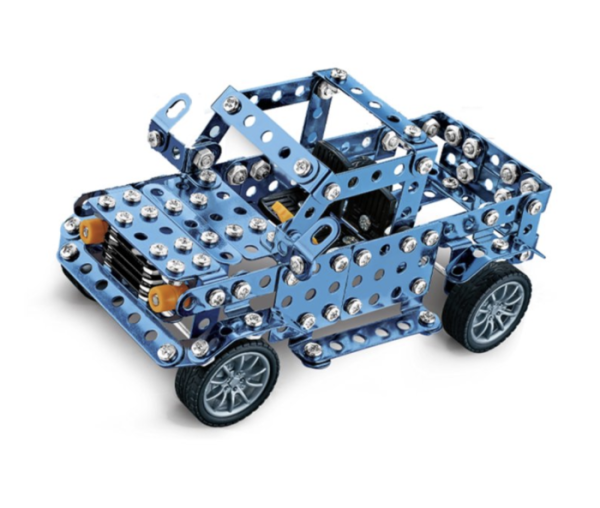 Joc constructii din metal 283 piese - masina de teren decapotabila verde, 8 ani+