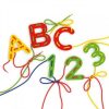 Joc cu sireturi Montessori ABC+123, 3-7 ani, Quercetti Q02808