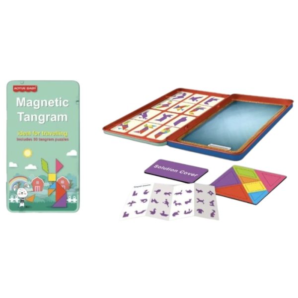 Joc de Societate Magnetic Tangram pentru Copii si Calatorii