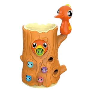 Joc educativ magnetic ,   Pasarea hraneste puiul, cu 10 viermi colorati