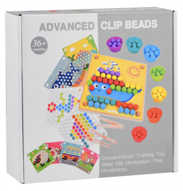 joc-montessori-advanced-clip-beads-de-indemanare-si-asociere-culori-cu-bilute-din-lemn-4478126970.png Joc educativ Mozaic Montessori cu 77 bile din lemn, boluri din silicon, penseta si sabloane, +3 ani
