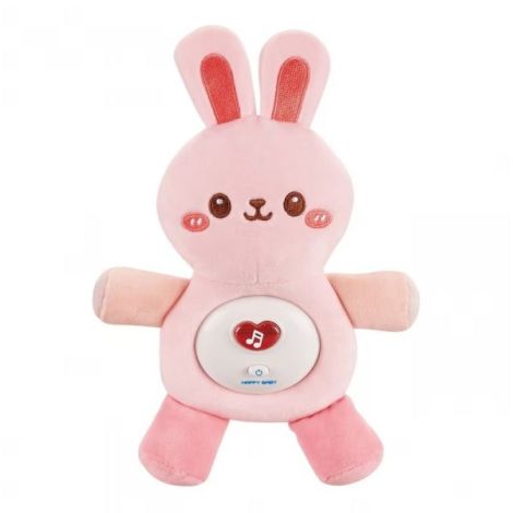 Jucarie de plus iepuras pentru bebelusi Chipolino cu lumini si melodii pink