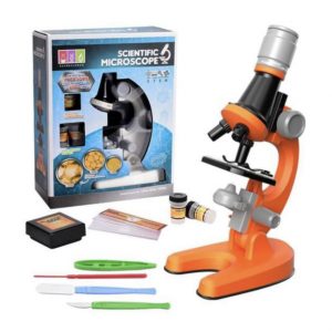 Jucarie educativa STEM Microscop pentru micii cercetatori stiintifici, portocaliu
