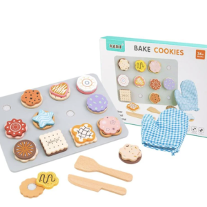 Jucarie Montessori Puzzle Incastru 3D Bake Cookies - Set Cofetarie, din lemn