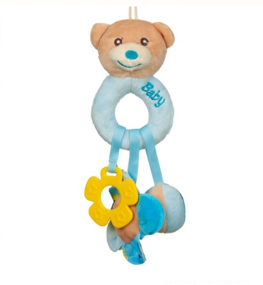 Jucarie senzoriala- Ursulet cu accesorii,Albastru, 25 cm