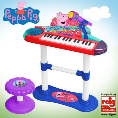 keyboard-electronic-cu-microfon-si-scaunel-peppa-pig-1.jpg Pianina electronica cu microfon si scaunel Peppa Pig