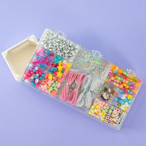 Kit creativ DIY - coliere si bratari cu margele, 500 piese, Perline ABC