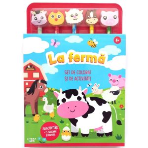 La ferma. Set de colorat si de activitati. 30 de activitati + 5 creioane si radiere (4+)