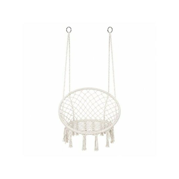 Leagan suspendat Boho, Baby Mix, Pentru gradina si interior, Dimensiuni 80×60×120 cm, Sustinere pana la 125 kg, Bej