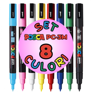 Set 8 Markere POSCA PC-3M ,   Varf Fin 0.9,  1.3 mm