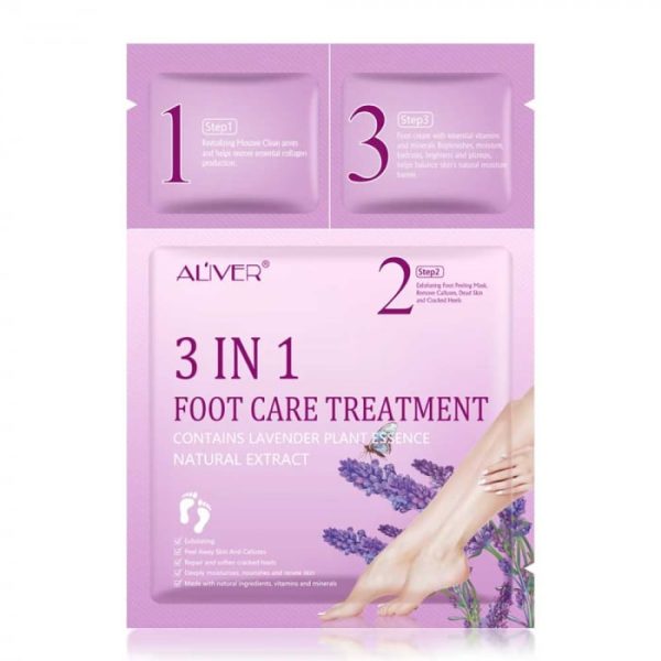 Masca Exfolianta Tratament 3 in 1 pentru Picioare, tip Soseta, cu Lavanda