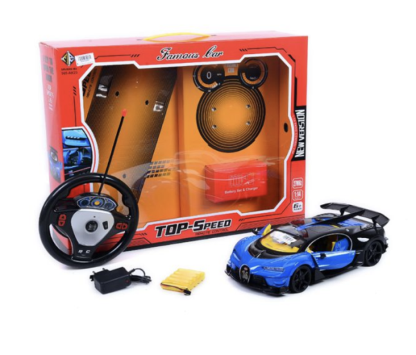 Masina sport cu telecomanda RC Top-Speed, volan interactiv si acumulator, scara 1:14, +6 ani