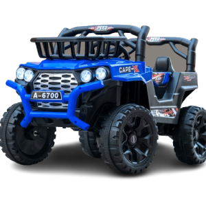 Masinuta electrica 4x4, pentru 2-4 ani, Kinderauto CAPE-X, 100W, 12V, scaun tapitat, culoare albastra