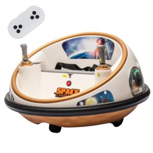 Masinuta Electrica Bumper Car DLS-K1 Nava Spatiala Crem, Rotire 360, Bluetooth, 1-6 ani