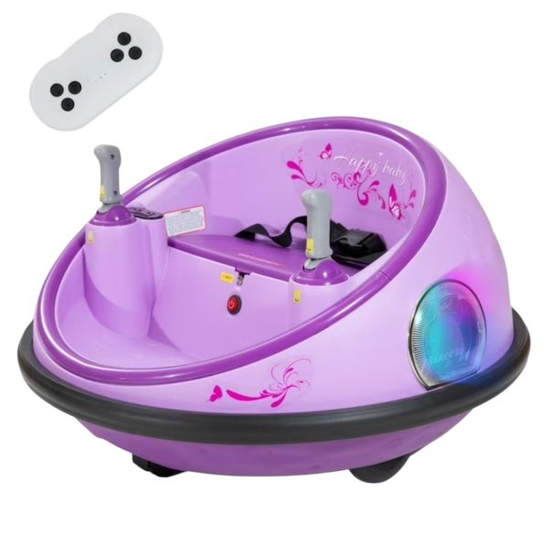 Masinuta Electrica Bumper Car DLS-K1 Nava Spatiala Roz, Rotire 360, Bluetooth, 1-6 ani